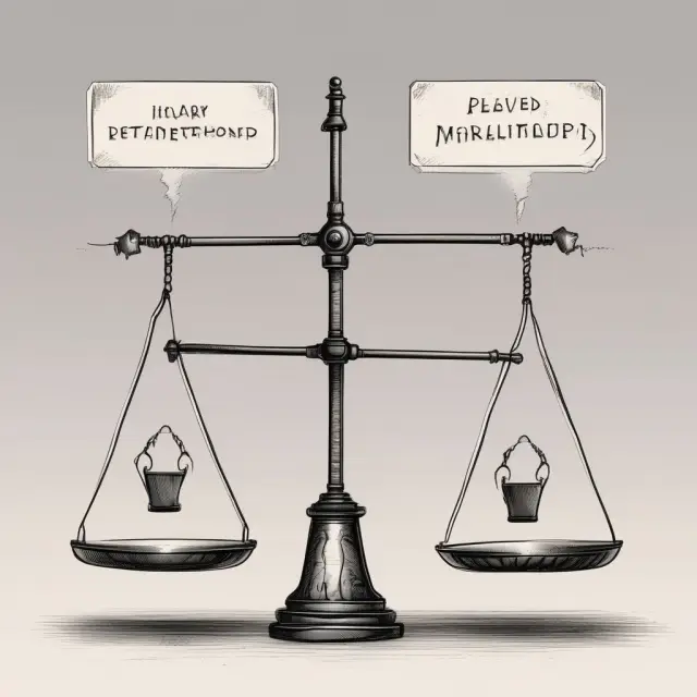 Seesaw illustrating preferred and common stock dilutive effect in corporate issuances