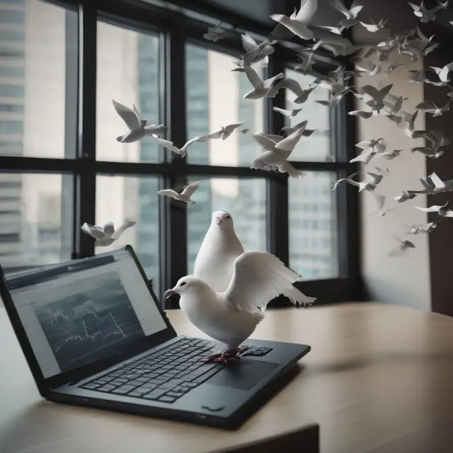 Online brokers offering pre-market trading hours shown as birds (doves) carrying market data, symbolizing early access to trading opportunities.