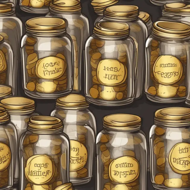 Jars displaying gold coins symbolizing various types of financial premiums and their values