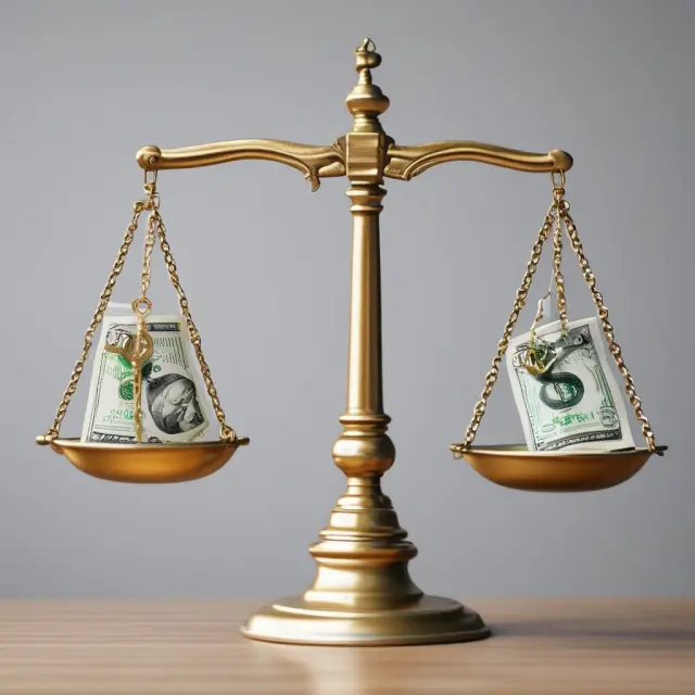 A balanced scale with a dynamic dollar sign representing the impact of prepaid expenses on balance sheets and cash flow statements