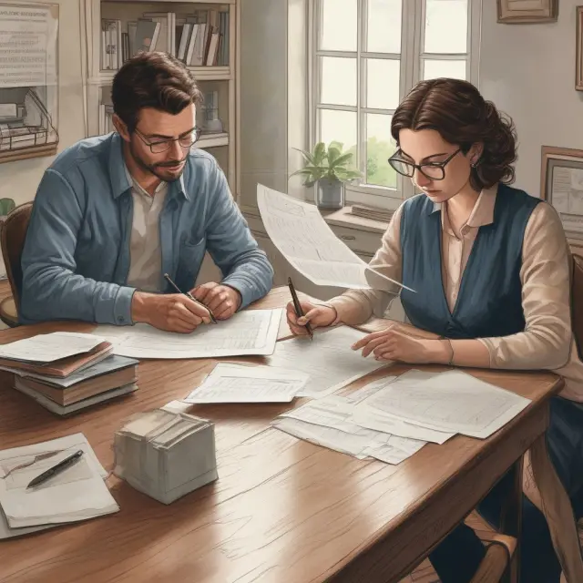 Borrower reviewing loan disclosures; Transparent lender present