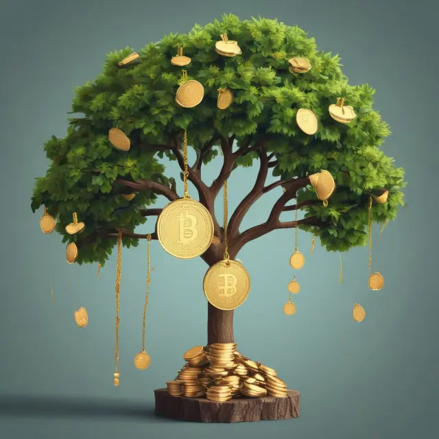 Golden annuity pouring into a growing money tree, depicting the present value concept for secure retirement income.