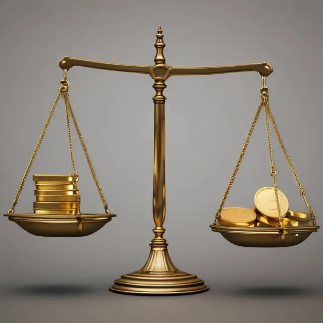 Golden scales weighing pretax earnings against revenues for evaluating a company