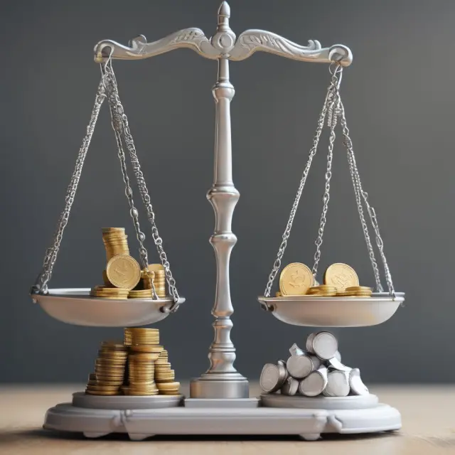 Golden pretax earnings vs. silver net income on a balance scale