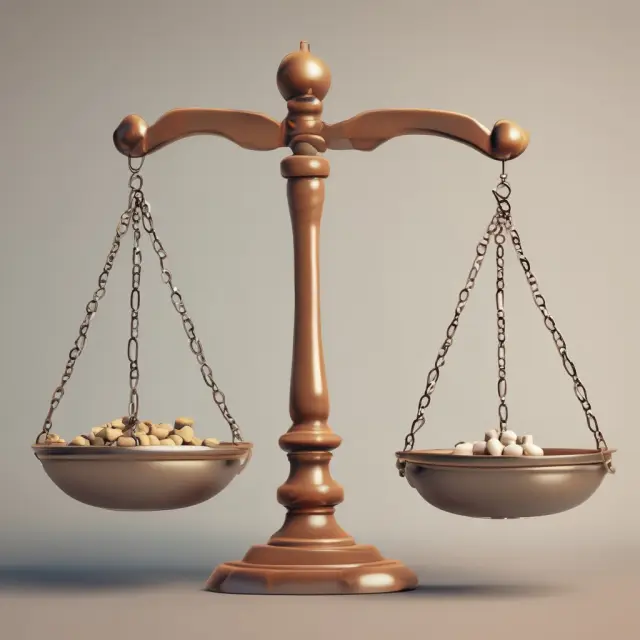 Balance scale comparing sales to pretax profit margin percentage for business analysis