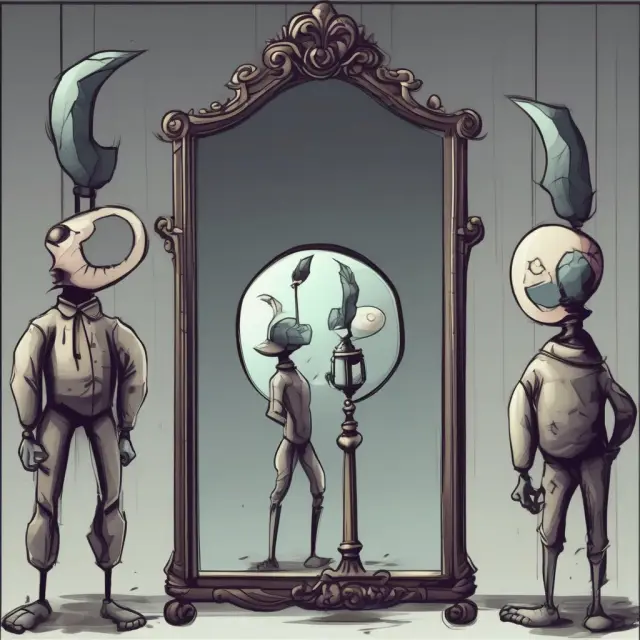 Mirror showing dual perspectives on price action trends, highlighting subjectivity and uncertainty in their interpretation