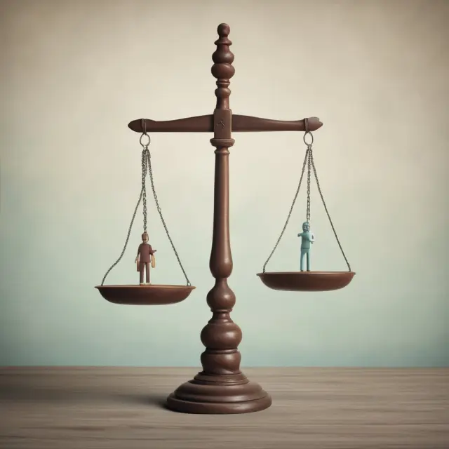 Regulator standing between scales, one pan showing affordable goods due to price ceiling, other pan symbolizing market efficiency disrupted by the ceiling