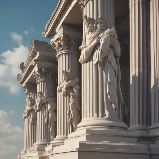 Price leaders maintaining a stable market through regulatory adherence. Image includes figures in business attire standing on pillars with
