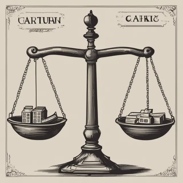 Balancing scale comparing P/S ratios of two companies for valuation analysis.