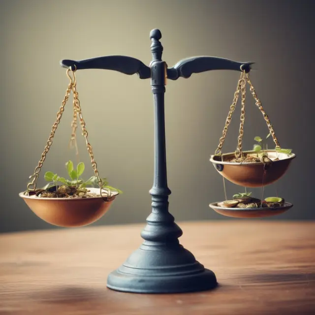 Two scales balanced with companies
