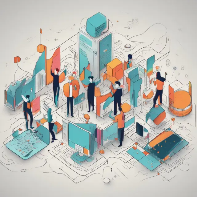 A graceful dance between buyers and sellers on opposing sides of a river, with market structures represented as bridges connecting them and information flowing like water between them