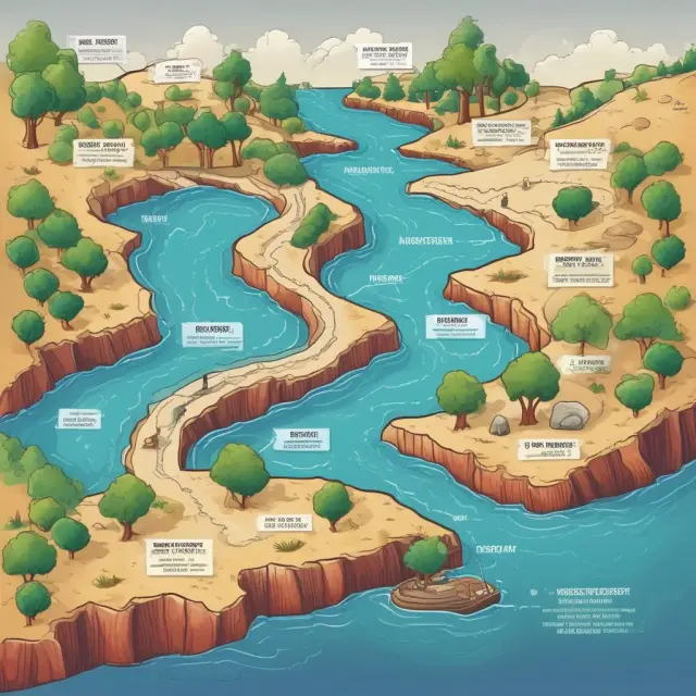 A river representing various market development stages: formation, growth, maturity, and saturation, influencing the process of price discovery.