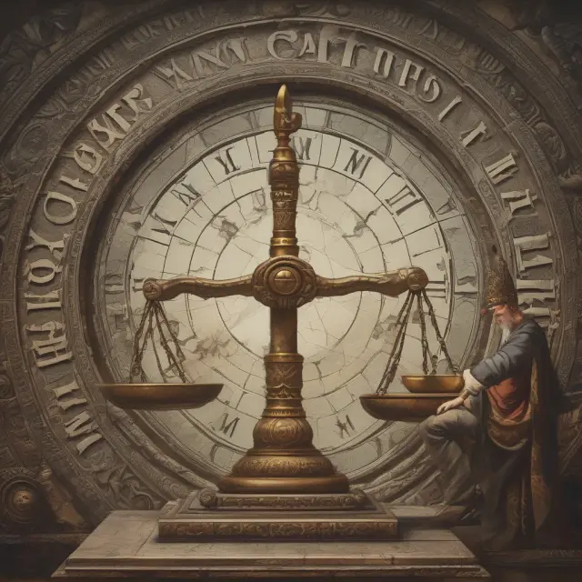 An investor meticulously examines Price to Free Cash Flow ratios of various companies in an industry, symbolized by ancient scales, to identify undervalued opportunities