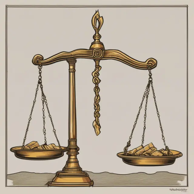 Golden scales with companies as weights: Price-weighted index illustrating influence of large share prices