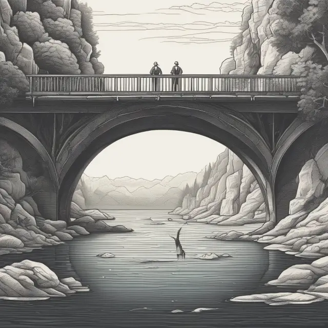 Contract as bridge connecting agents, symbolizing aligned interests and transaction cost reduction.