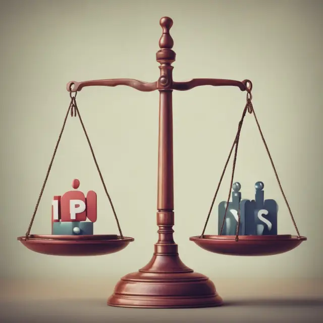 Principal and agent on a balance scale, illustrating performance evaluation and fair compensation to minimize agency costs