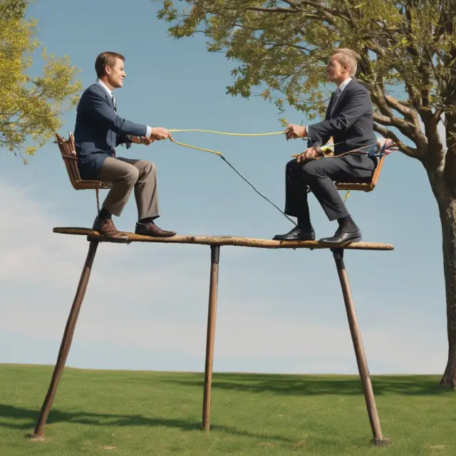 A principal (pension fund) balances on a seesaw, trusting an agent (money manager), as they navigate the regulatory landscape of institutional investing
