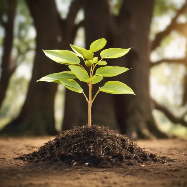 A golden seed growing into a tree symbolizes the loan principal concept: An initial sum evolving through time and interest into significant growth.