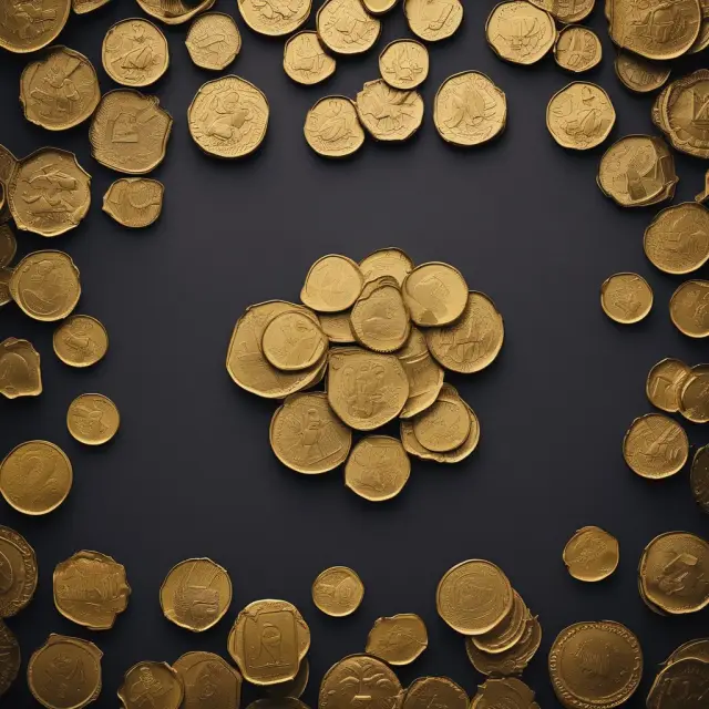Golden coins symbolizing key company figures influencing the business landscape, as assessed by potential investors