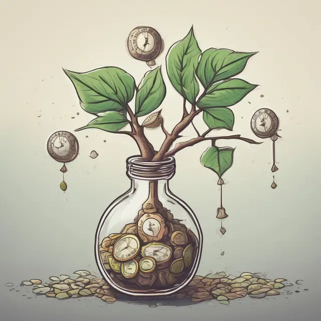 Image of a flourishing tree symbolizing principal growth, with compounded interest represented by branches and leaves