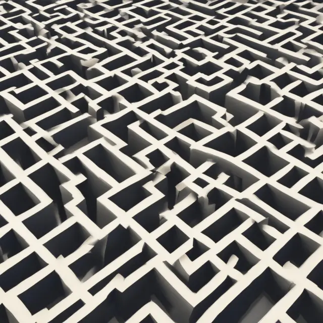 An investor holding a map and navigating through a complex maze filled with interconnected property structures, symbolizing the challenges of managing risks in private equity real estate.