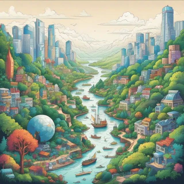 Image of a bustling business ecosystem, highlighting the private sector