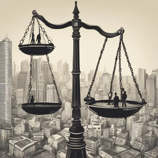 Image of two interconnected scales representing public and private markets, with private equity as the balance point