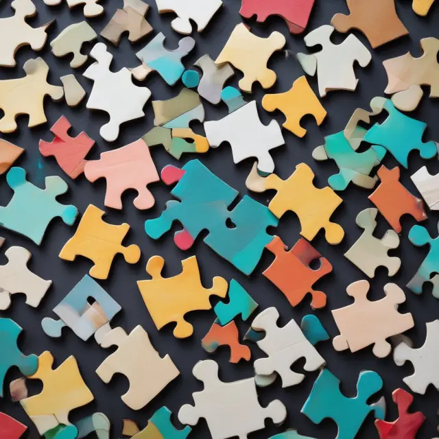 Mosaic of puzzle pieces symbolizing various private equity niches: venture capital, distressed investing, growth equity, sector specialists, secondary buyouts, and carve-outs.