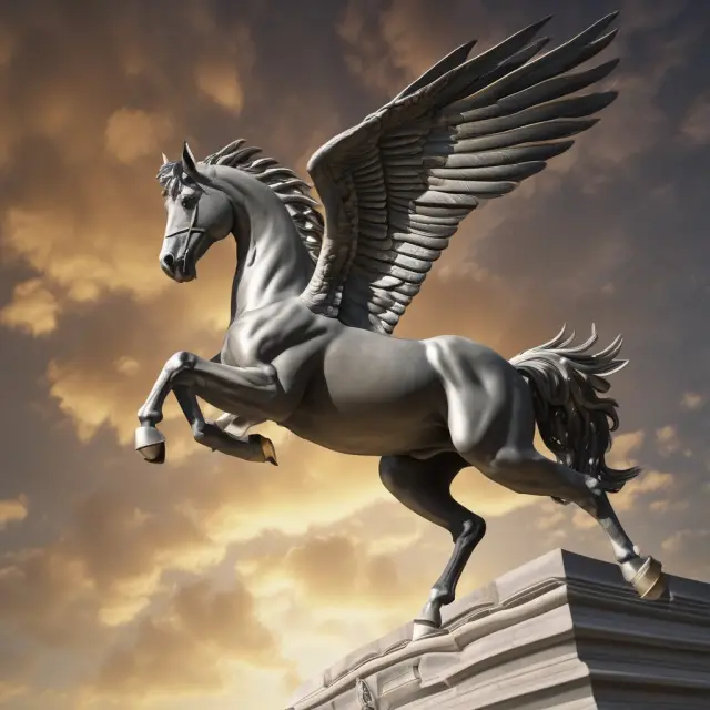 A majestic pegasus answering questions about private equity, guiding institutional investors through the complexities of this investment strategy