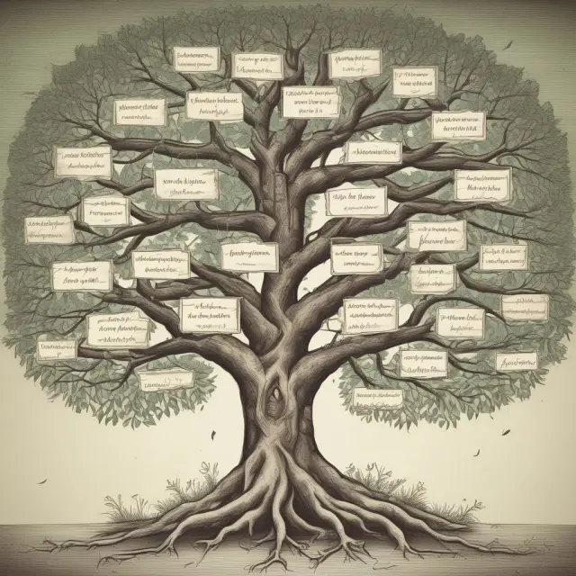 An intricately woven family tree illustrating the preservation of multi-generational wealth through a family office functioning as a private investment fund