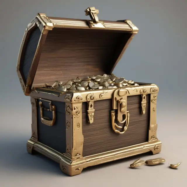 A golden treasure chest with a combination lock, symbolizing the exclusivity of private investment funds available only to accredited investors.