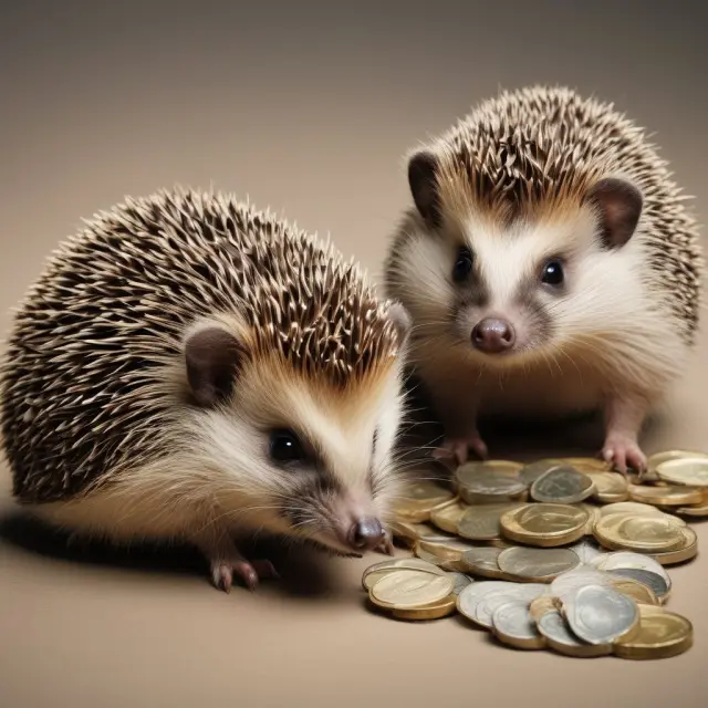 Three hedgehogs safeguarding investment portfolios, representing hedge funds and their unique risk management strategies