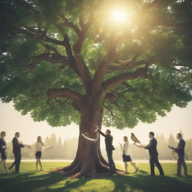 An accredited investor shakes hands with a company executive under the shade of a prospering tree, representing a successful private placement transaction