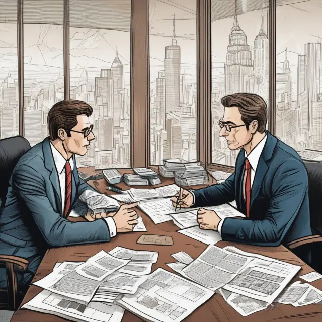 A banker and investor in discussion, surrounded by charts and reports - Private Placement Negotiations & Valuation
