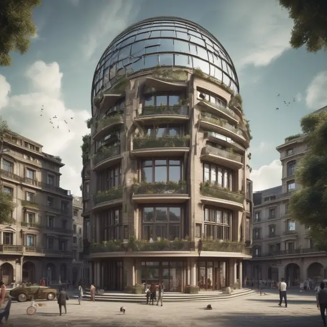 An image of a public sphere gradually becoming a private mansion, representing the transfer of ownership and control from government to private entities in the economy