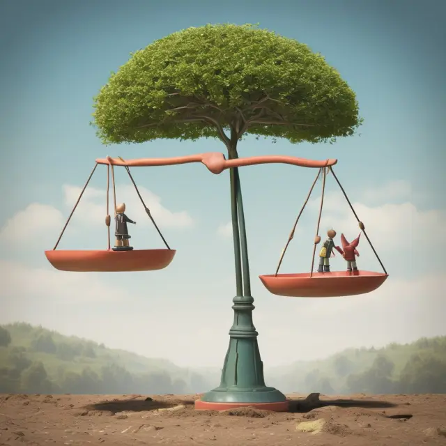 A large scale is balanced with weights labeled