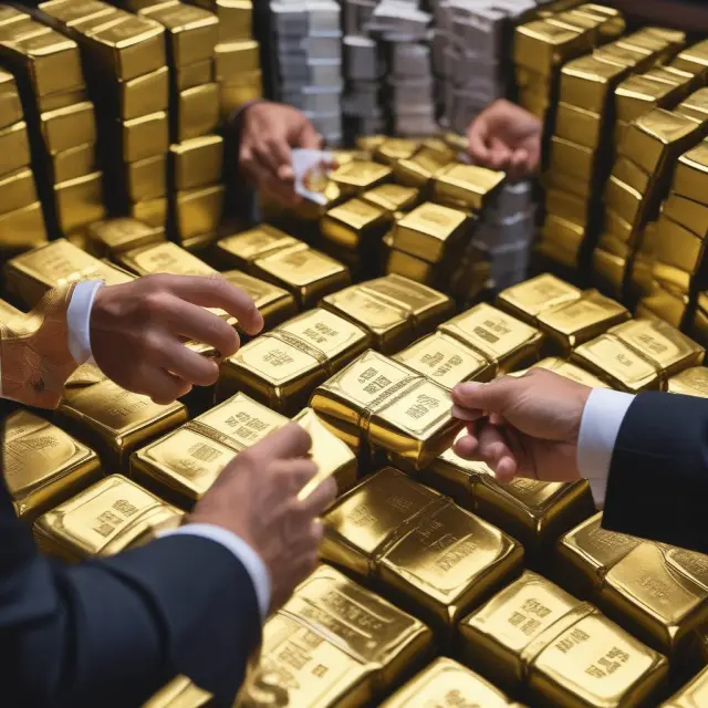 Shareholders trading their stocks for gold bars symbolizing the premium compensation in a company