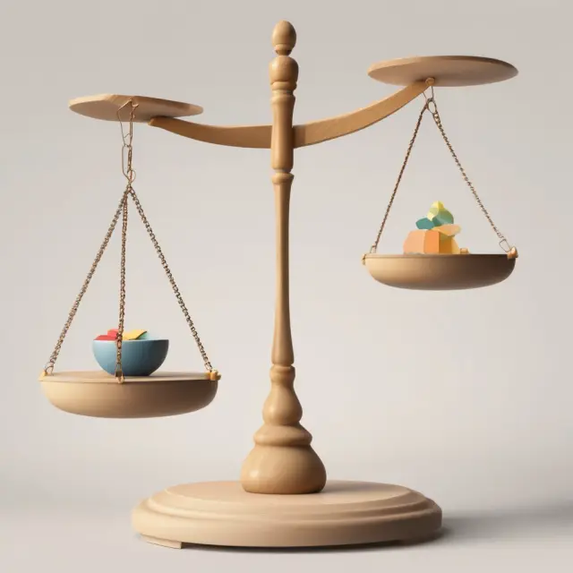 Balance scale with fractional slices representing various pro rata shares.