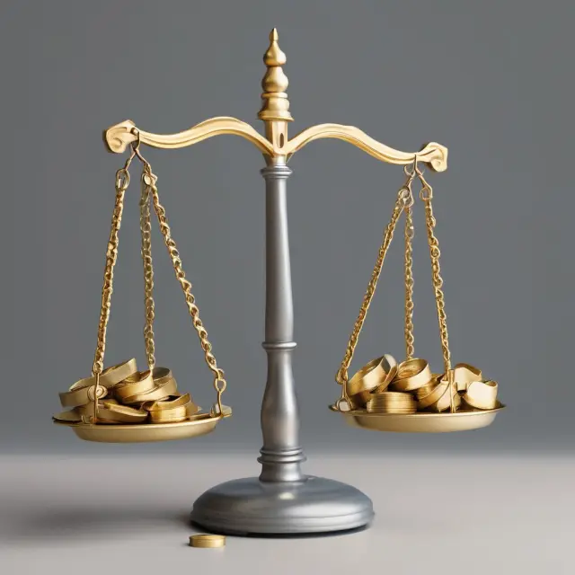 Golden coins symbolizing insurance premiums balanced on a scale for pro rata allocation, showing fair distribution