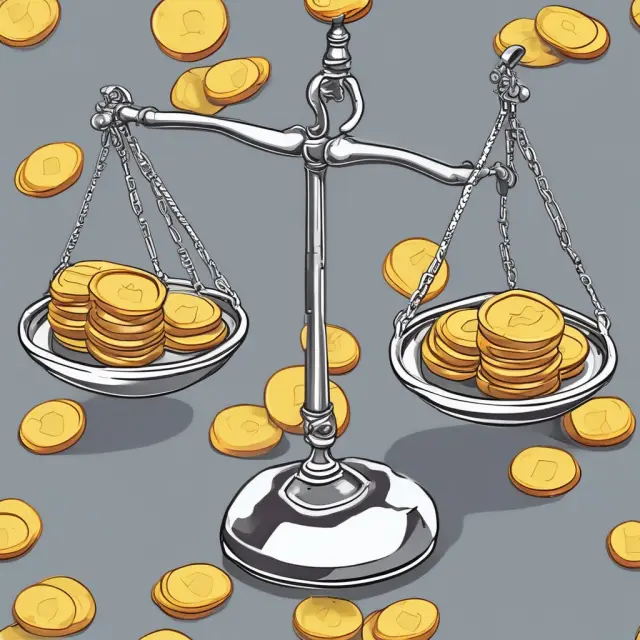 Pro rata represented as a scale balancing gold and silver coins, emphasizing fair allocation in finance