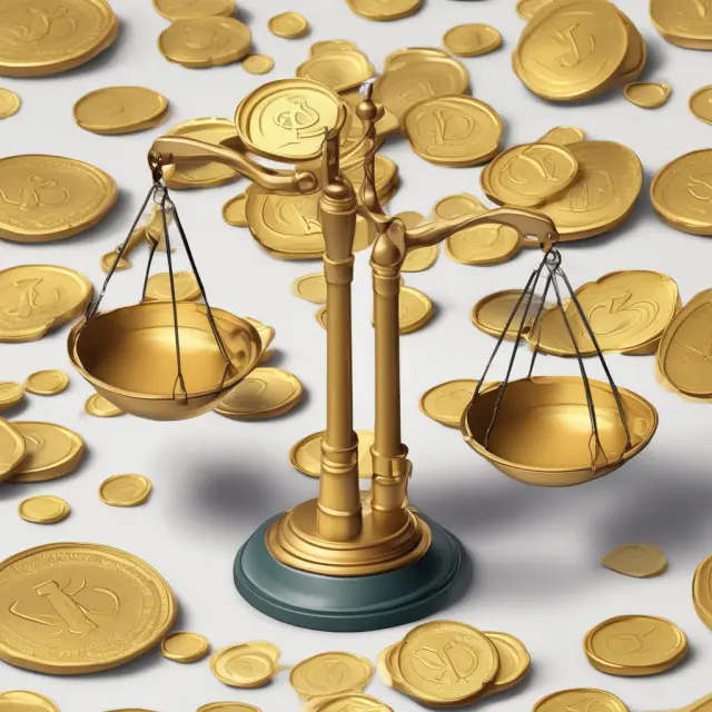 Golden scales balanced with gold coins and stocks symbolizing pro rata allocation