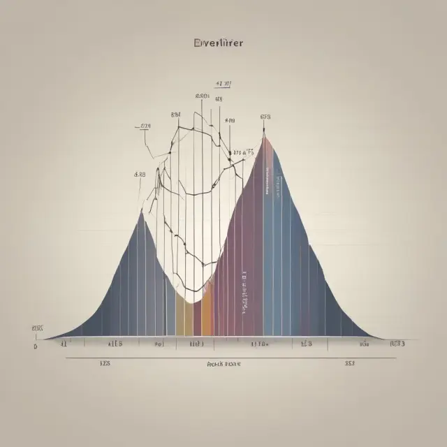 An image of a probability distribution curve with mean and standard deviation, showing a normal distribution with extreme values (kurtosis) representing market risks.