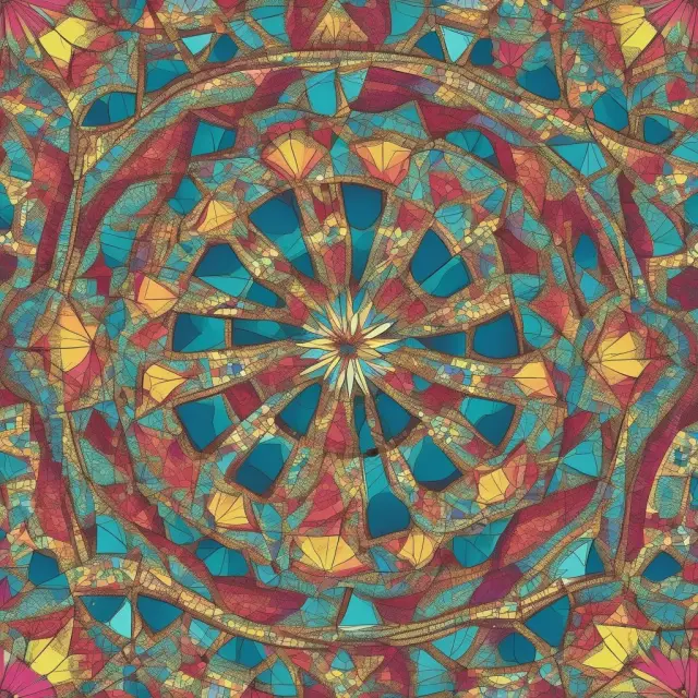 A colorful kaleidoscope illustrating risk management with Value-At-Risk, depicting various views on probability distributions.