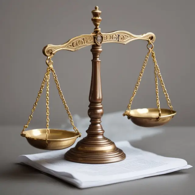 Balance scale with papers representing probate fees, court records, and estate documents.