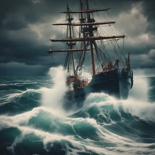 A businessperson skillfully captains a ship through choppy seas of procurement risks, employing risk management strategies for safer passage.