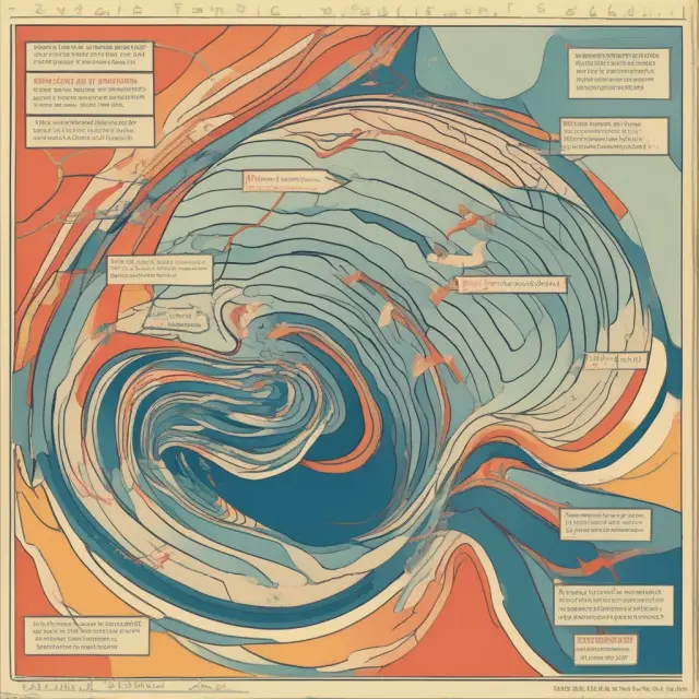 A wave composed of interconnected graphs for GDP, labor force participation, marginal cost, and consumer goods, depicting their cyclical relationship with the economy
