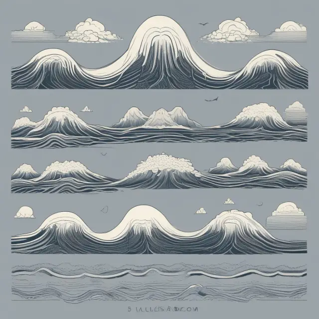 Graphic representation of product life cycle stages (introduction, growth, maturity, decline) as ocean waves
