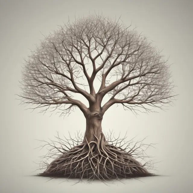 A young tree represents a growing company, with a few sturdy branches symbolizing key products and smaller twigs signifying operational volatility