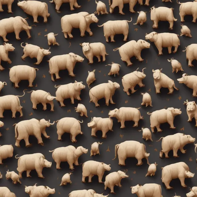 A bull and bear with their cubs representing price and performance differentiation stand among various consumer goods in a bustling marketplace