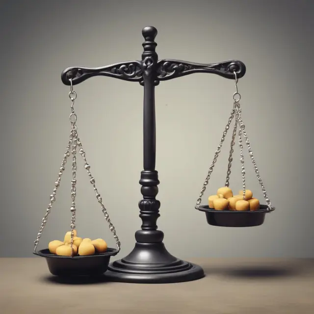 Balanced scale symbolizing the efficient use of resources (human capital, time, and customer satisfaction) in service industries to maximize output
